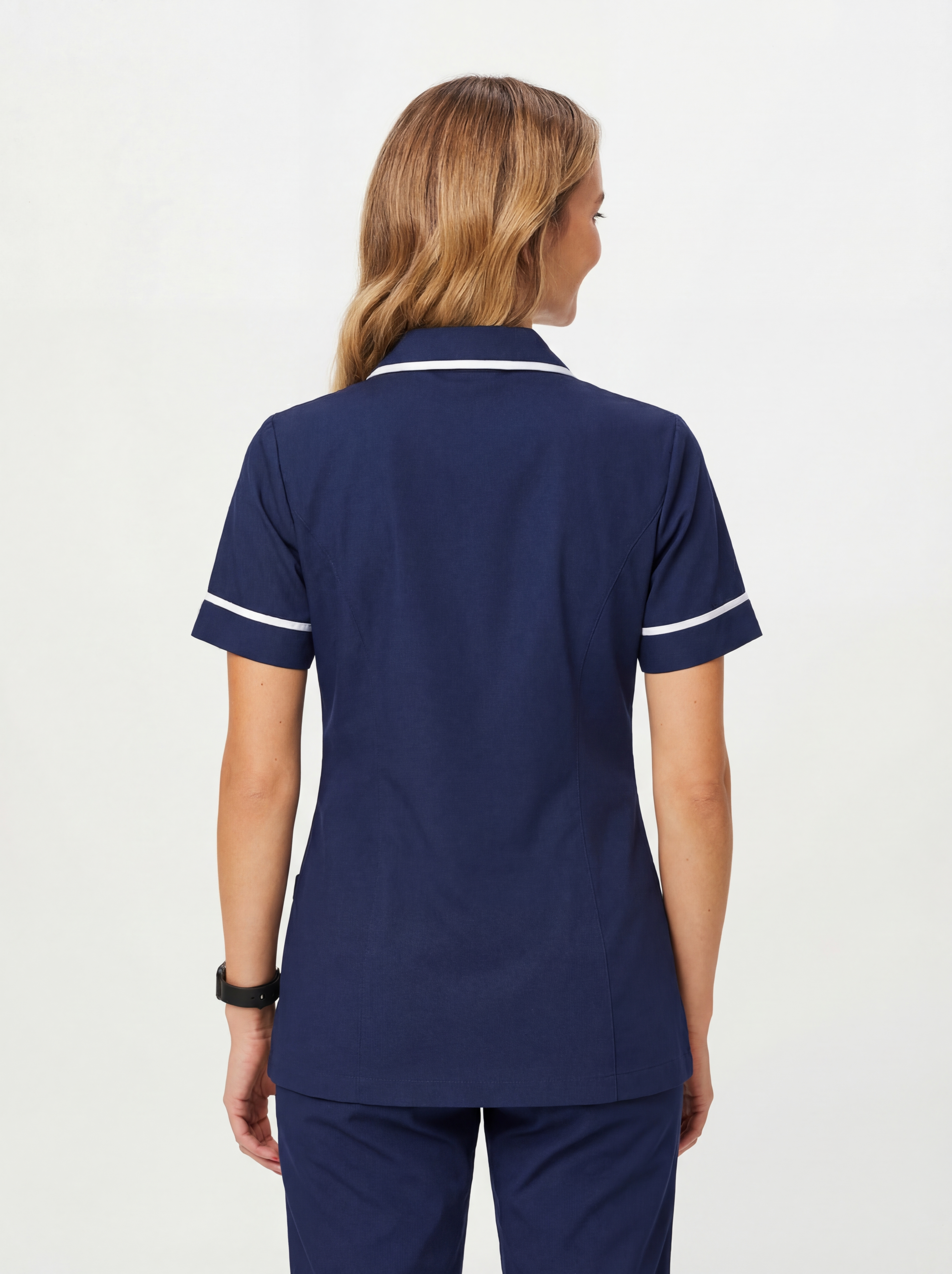 Classic Navy Blue With White Healthcare and Beauty Woman's Tunic T66