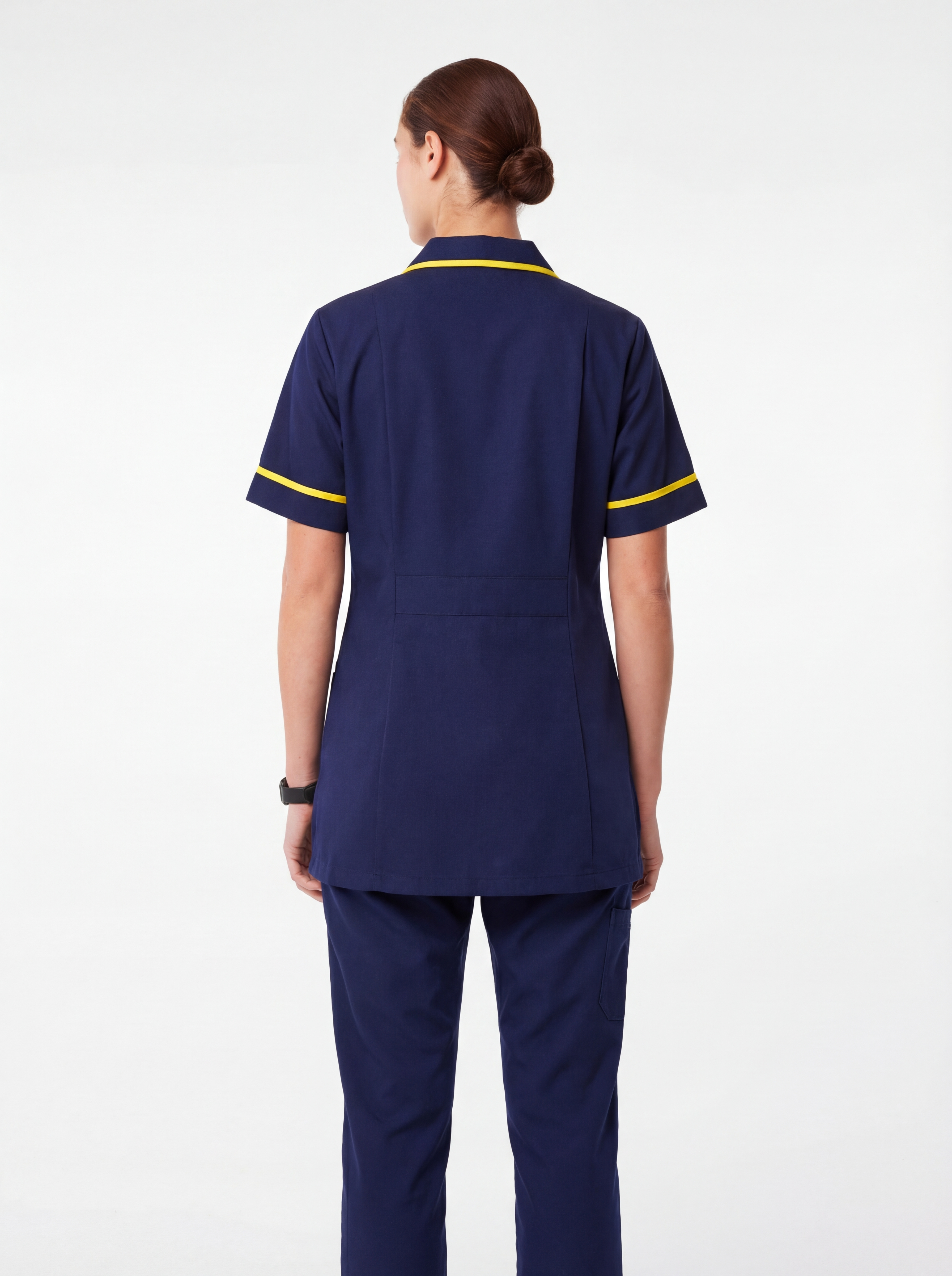 Classic Navy Blue With Yellow Healthcare and Beauty Woman's Tunic T66
